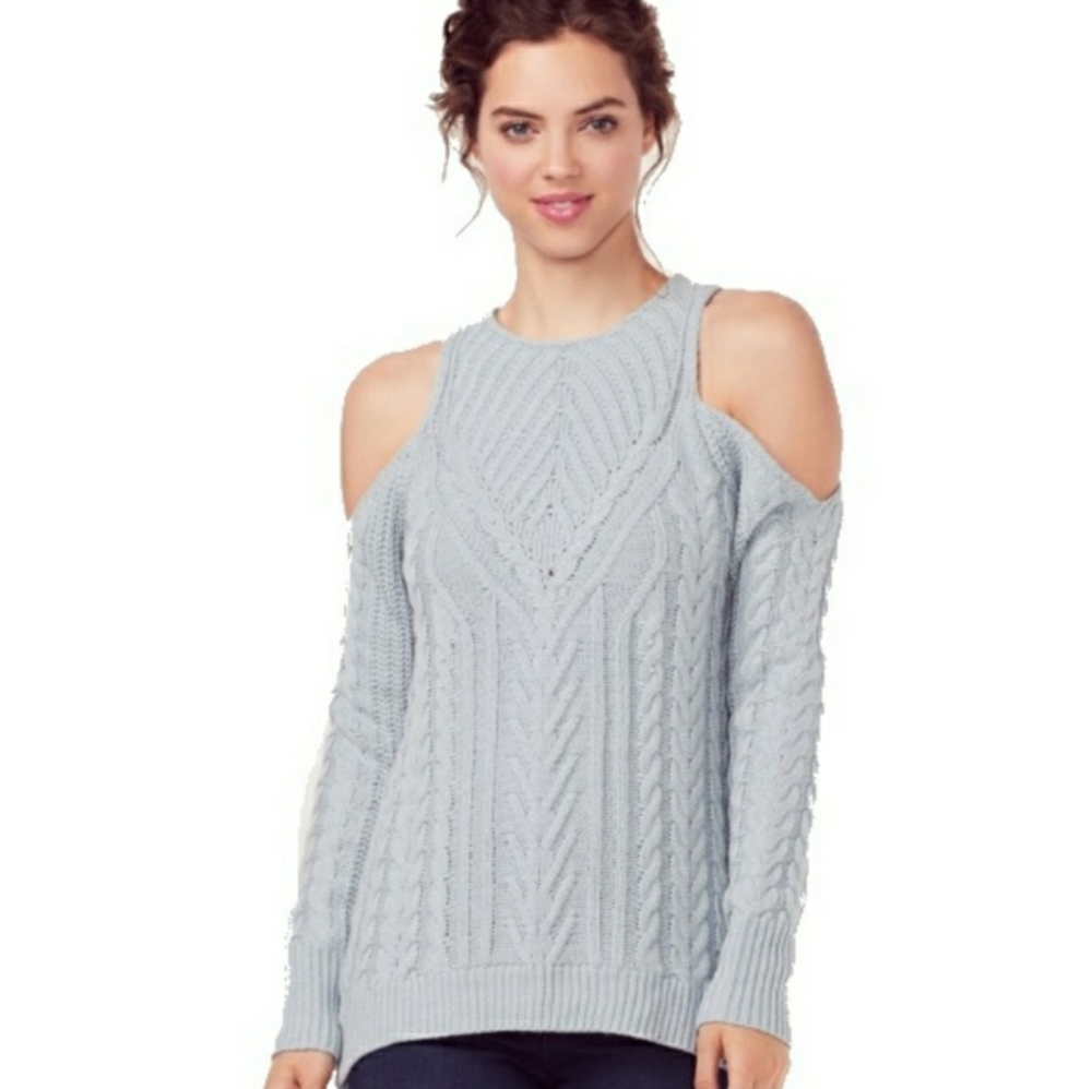 LC by LAUREN CONRAD Blue Cold Shoulder Sweater
